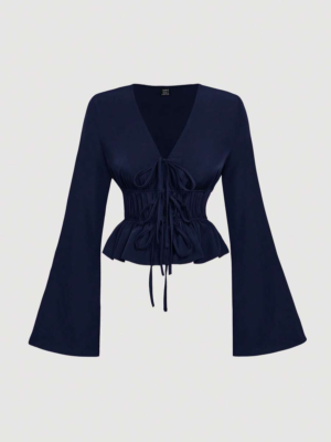 Bell-Sleeve Bow Top