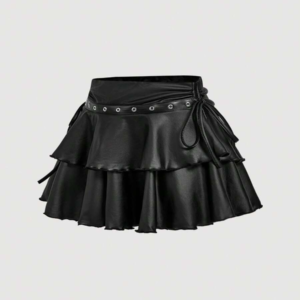 Falda casual de mujer con cordón y nudo, de doble capa